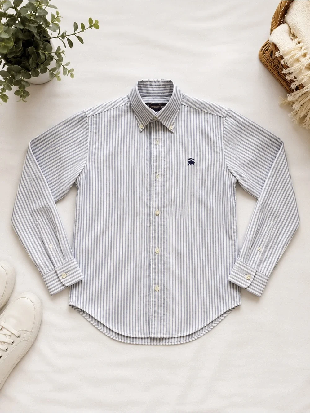 Brooks Brothers XS Blue White Stripe Supima Cotton Non-Iron Button Down Shirt